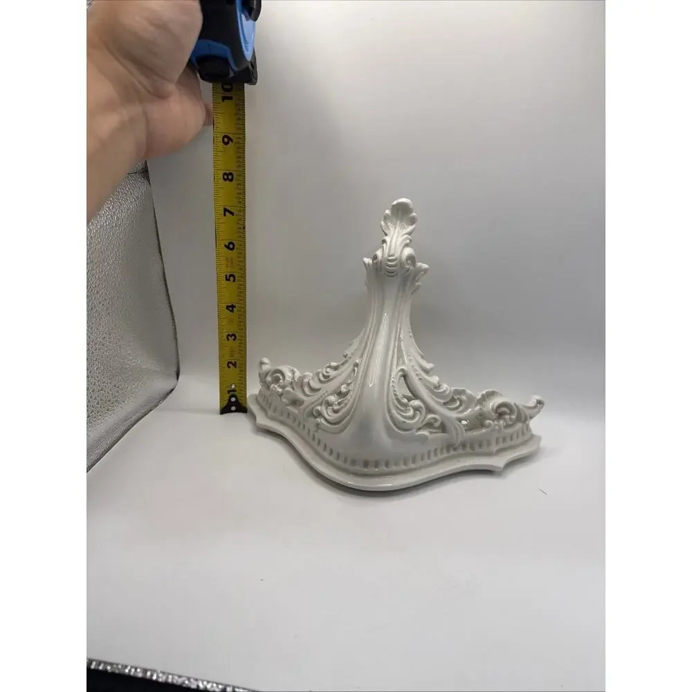 White Porcelain Wall Shelf With Detailed Baroque Style Corbels & Rope Border
